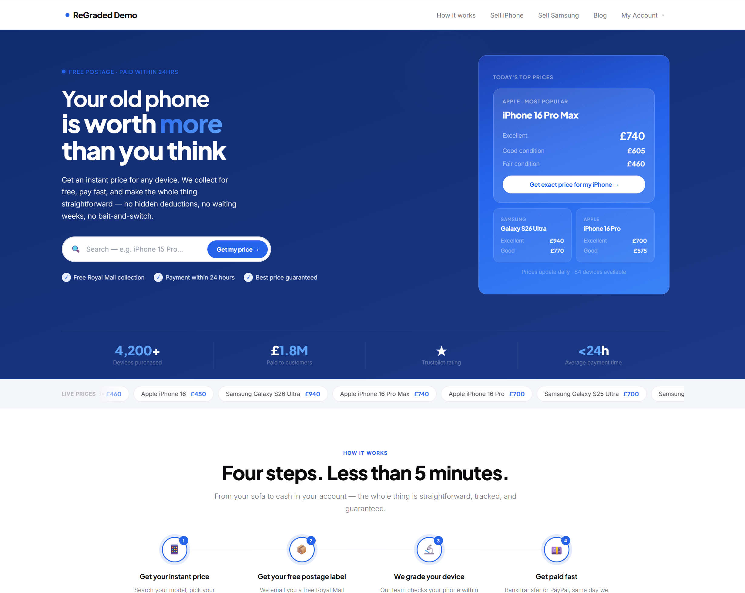 ReGraded customer-facing trade-in website